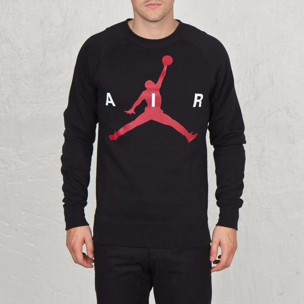 NIKE Air Jordan Jumpman Graphic Brushed Crewneck Black/Red Sz 4XL VINTAGE